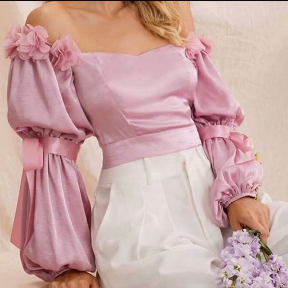 Elegant Pink Off-Shoulder Crop Top